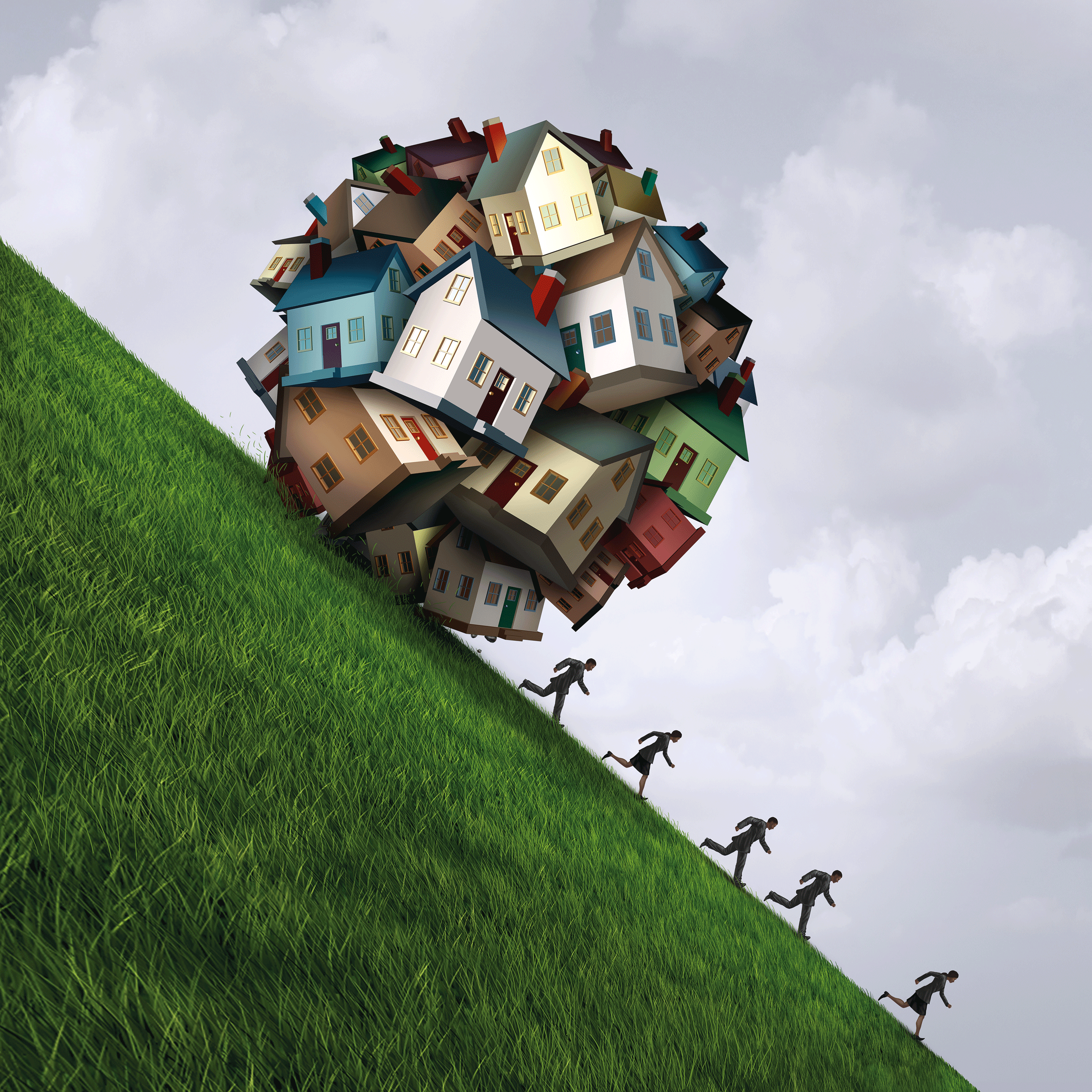House-rolling-down-hill