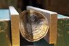 Pound coin in vice