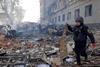 The aftermath of a Russian missile strike in Kharkiv